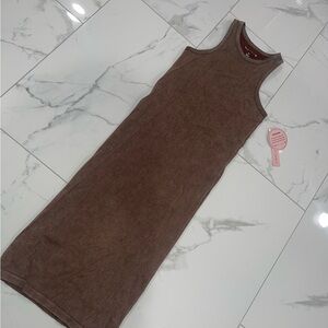 Crave Fame Brown Ribbed Dress